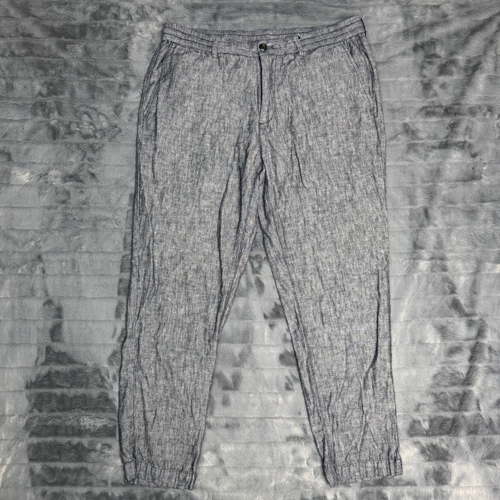 Banana Republic Athletic Fit Pants Mens 34x32 Blue Gray Linen Cotton Tapered